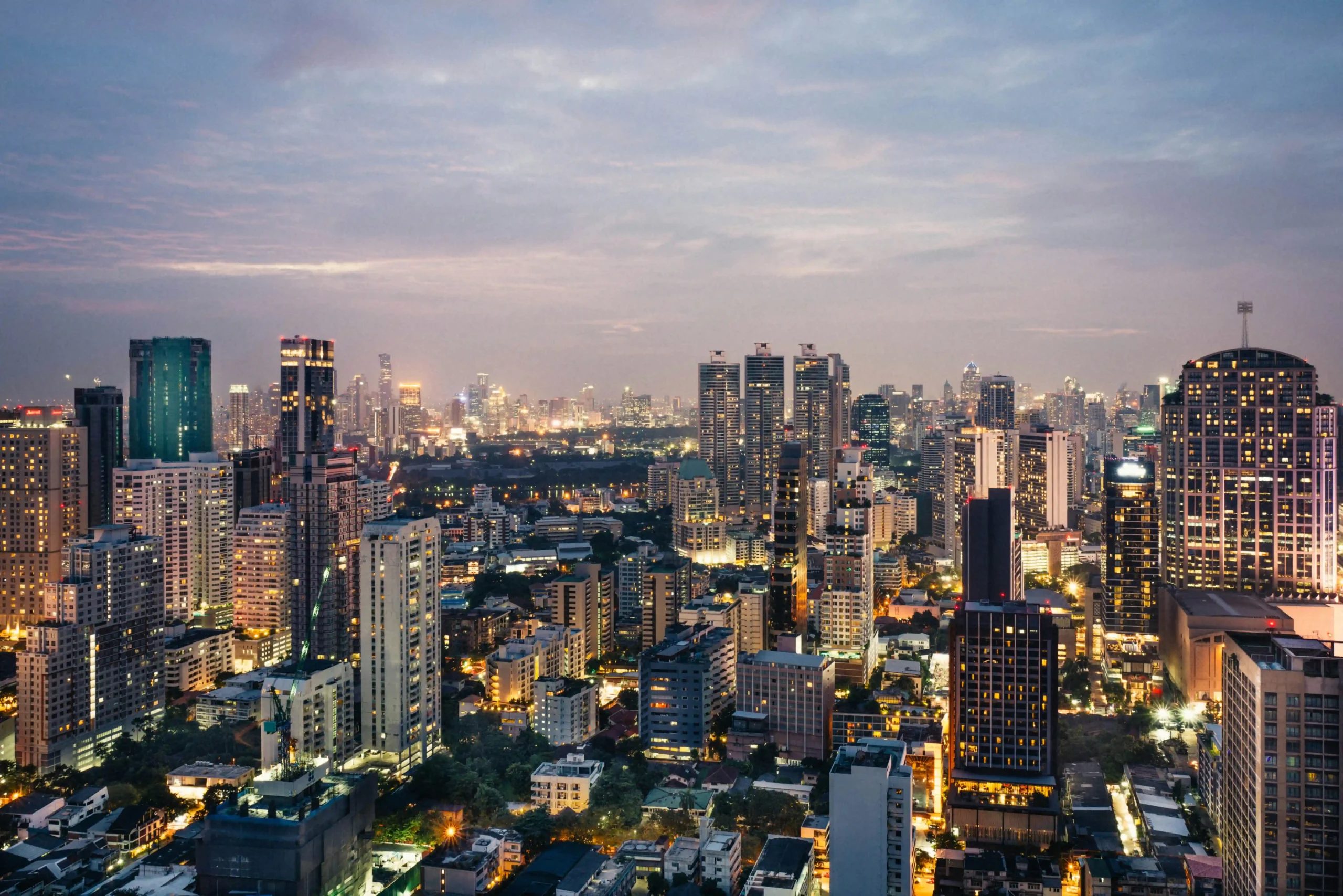 Luminous skyline of Bangkok at night